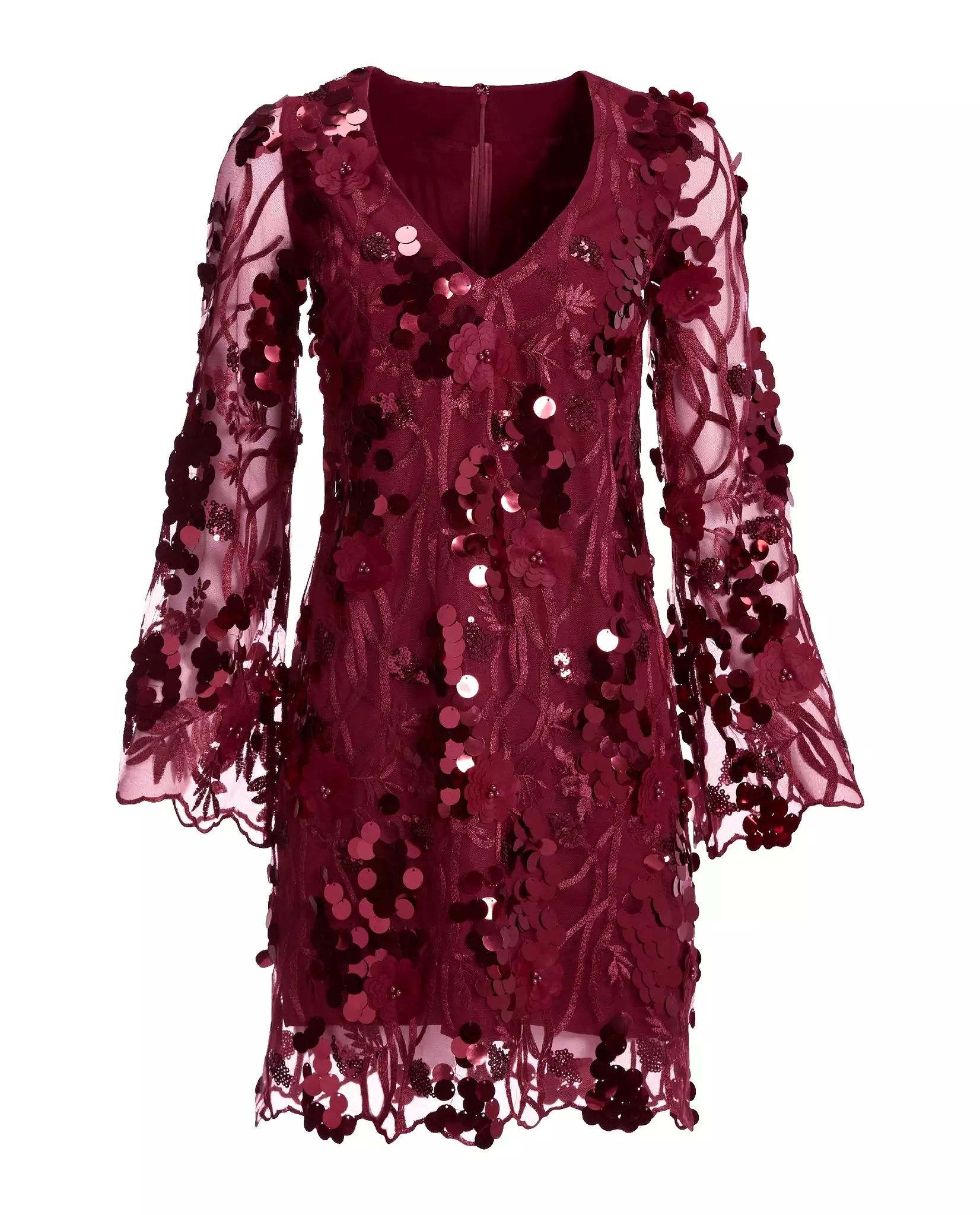 3D Floral Sequin Dress Red