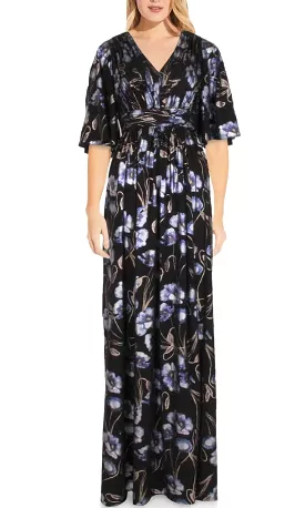 Adrianna Papell AP1E208812 - Metallic Floral Print Dress