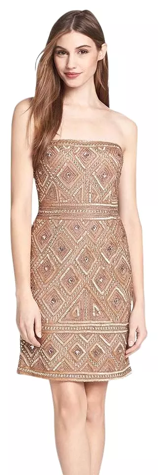 Adrianna Papell - Embellished Straight Across Neck Dress 41881470