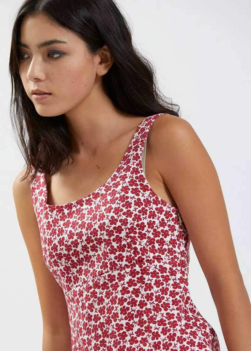 Afends Madeline O'Donoghue Artist Series Hemp Canvas Floral Mini Dress Red