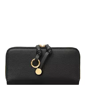 Alphabet Long Zip Wallet, Black