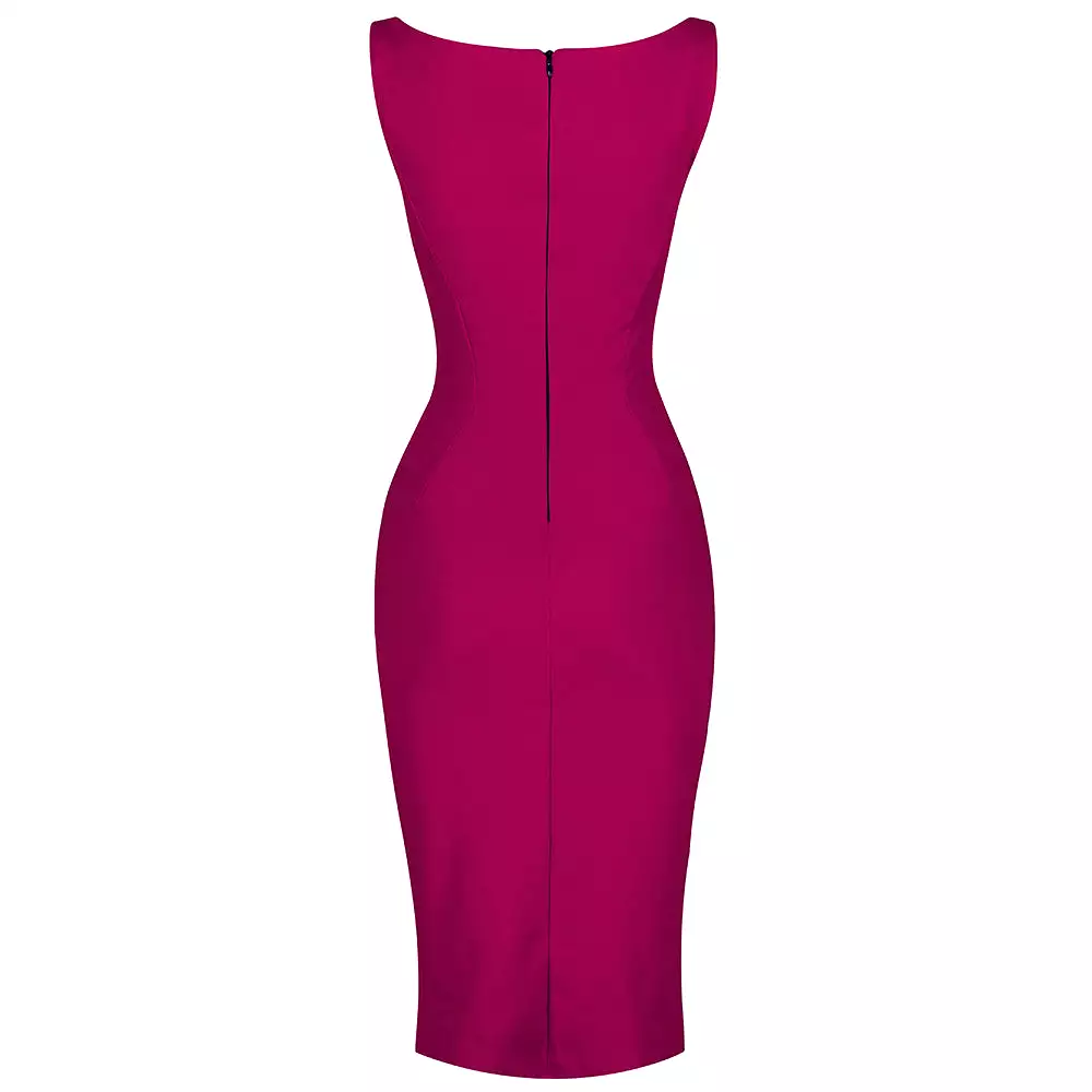 Amaranth 40s Bodycon Sleeveless Hollywood Wiggle Dress