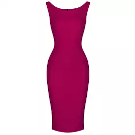 Amaranth 40s Bodycon Sleeveless Hollywood Wiggle Dress