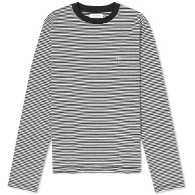 Anine Bing Long Sleeve Rylan Striped T-ShirtWhite & Black