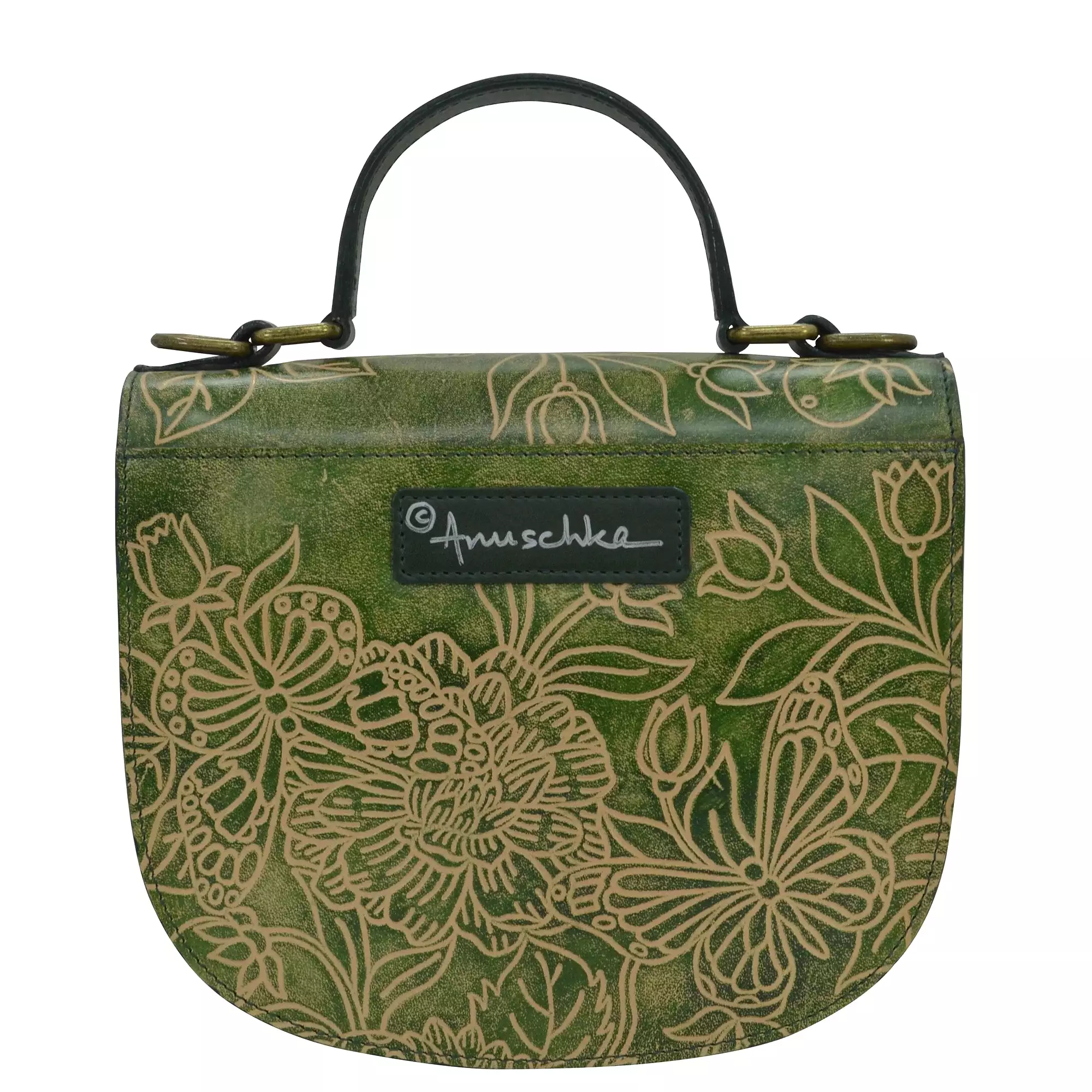 Anuschka Flap Crossbody Handbag 694 - Tooled Butterfly Jade