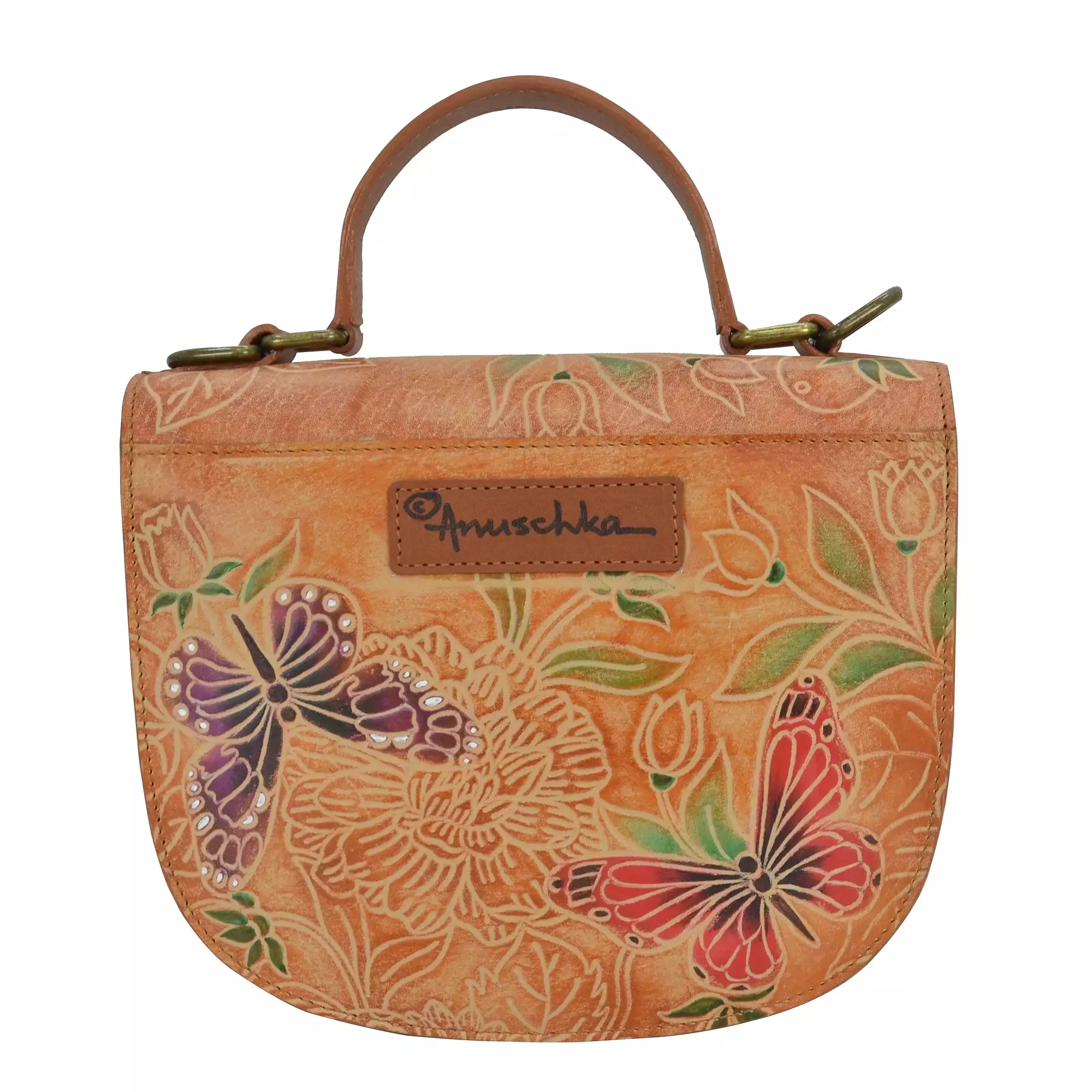 Anuschka Flap Crossbody Handbag 694 - Tooled Butterfly Multi