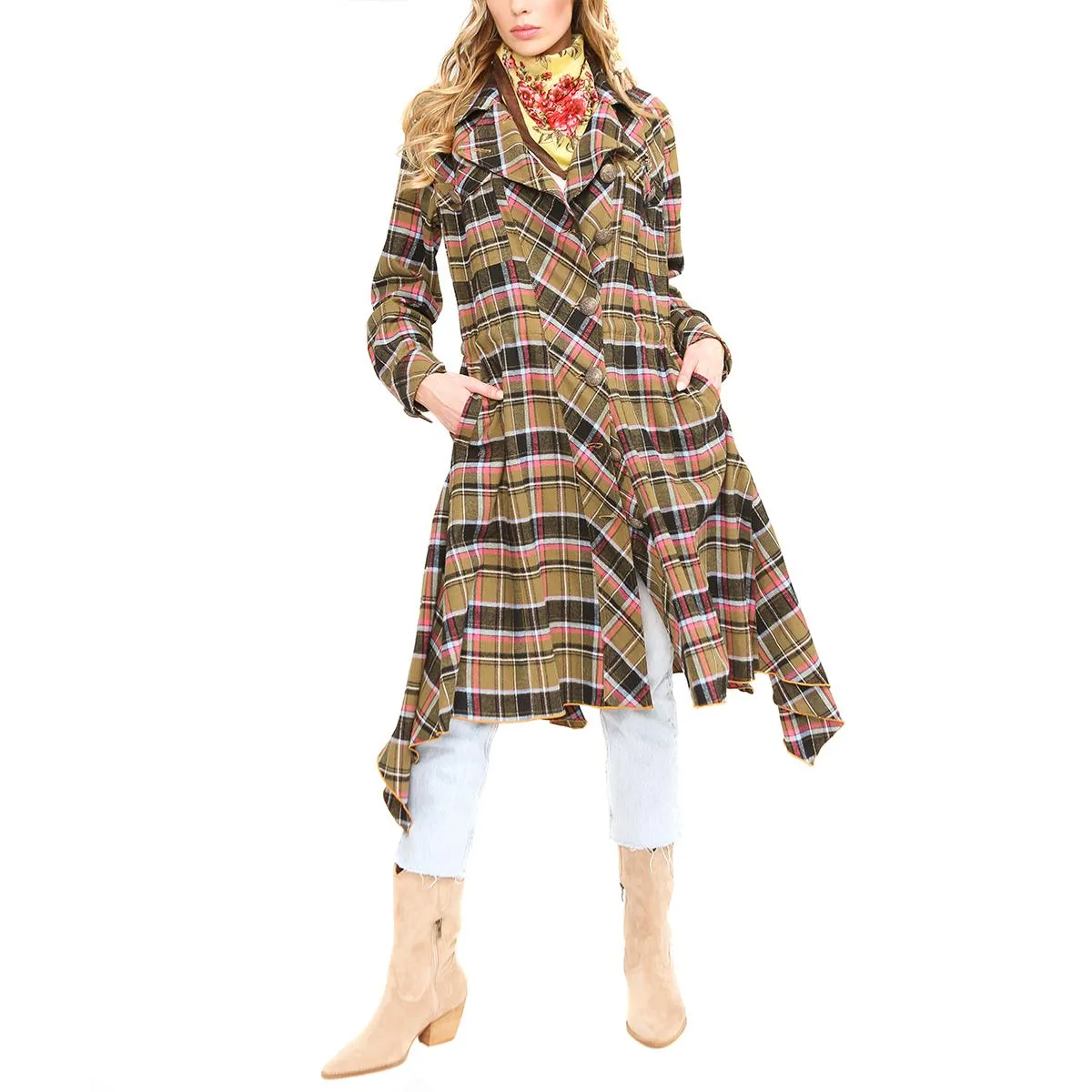      Aratta Coco Plaid Trench Coat     