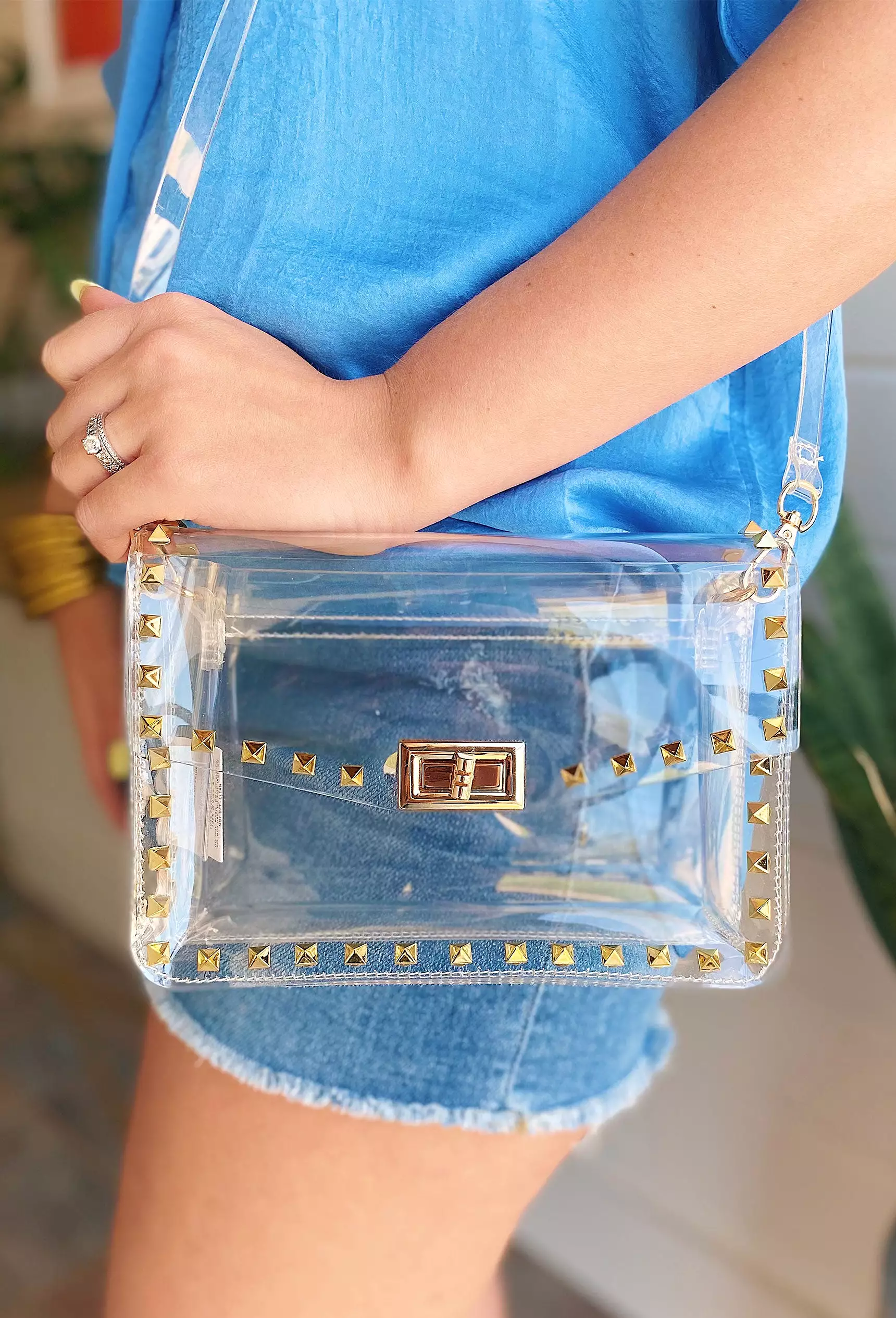 Aubrey Studded Clear Handbag