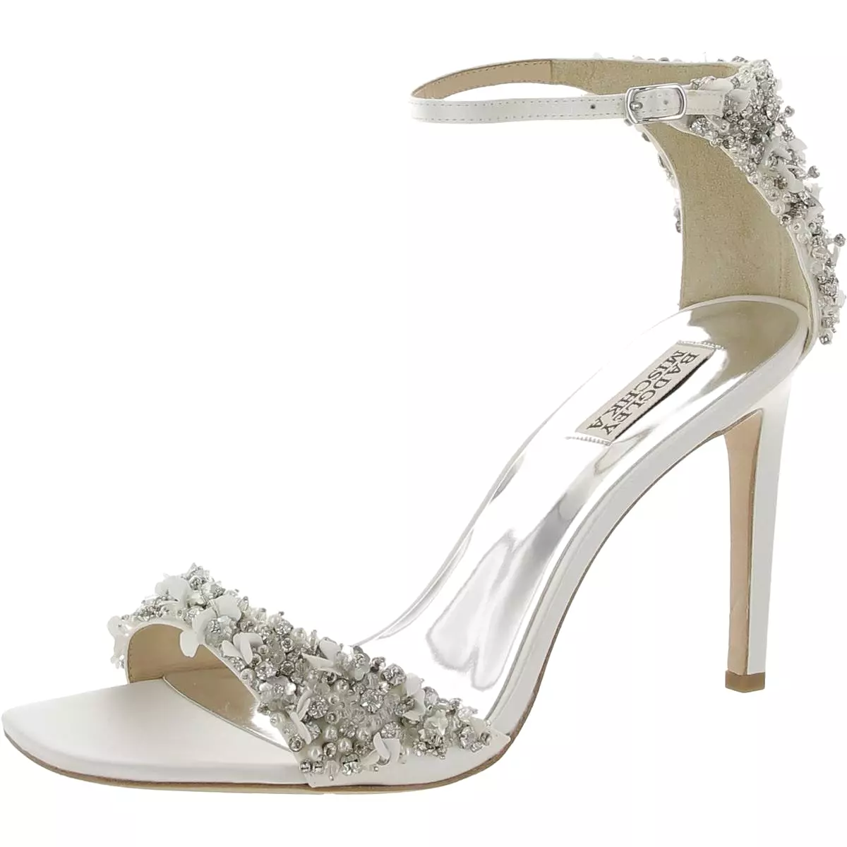 Badgley Mischka Womens Teja Satin Embellished Heels