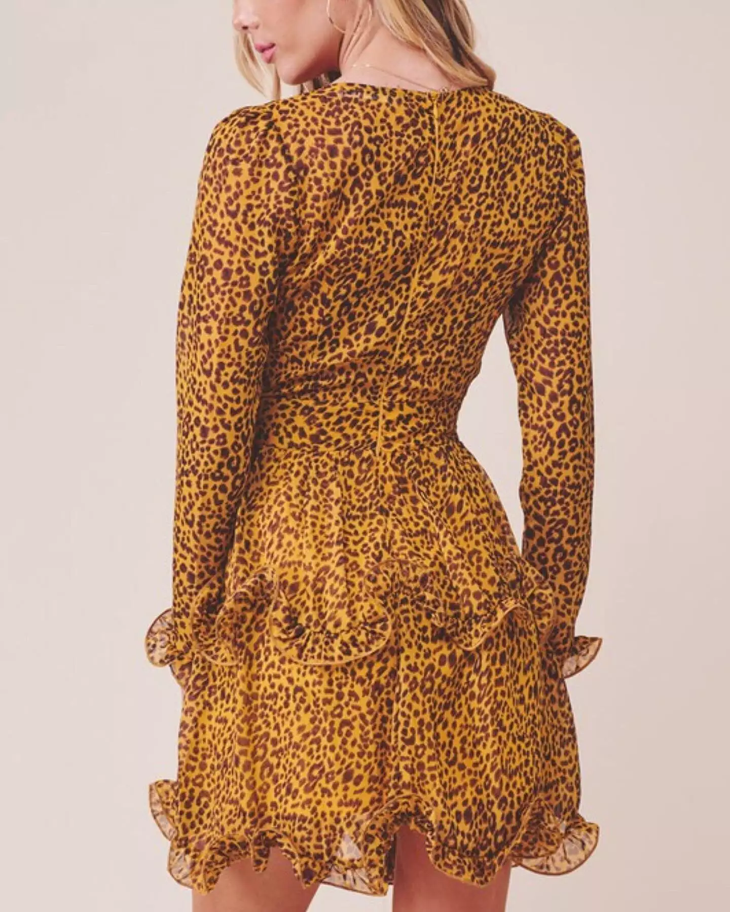 Becca animal print yellow long sleeve Dress