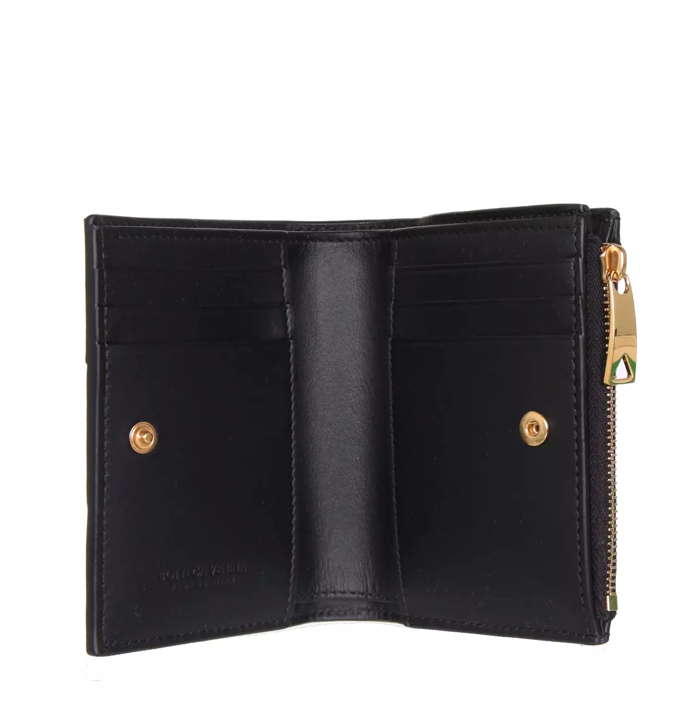 Bi-Fold Zip Wallet Intrecciato 19, Black (G)