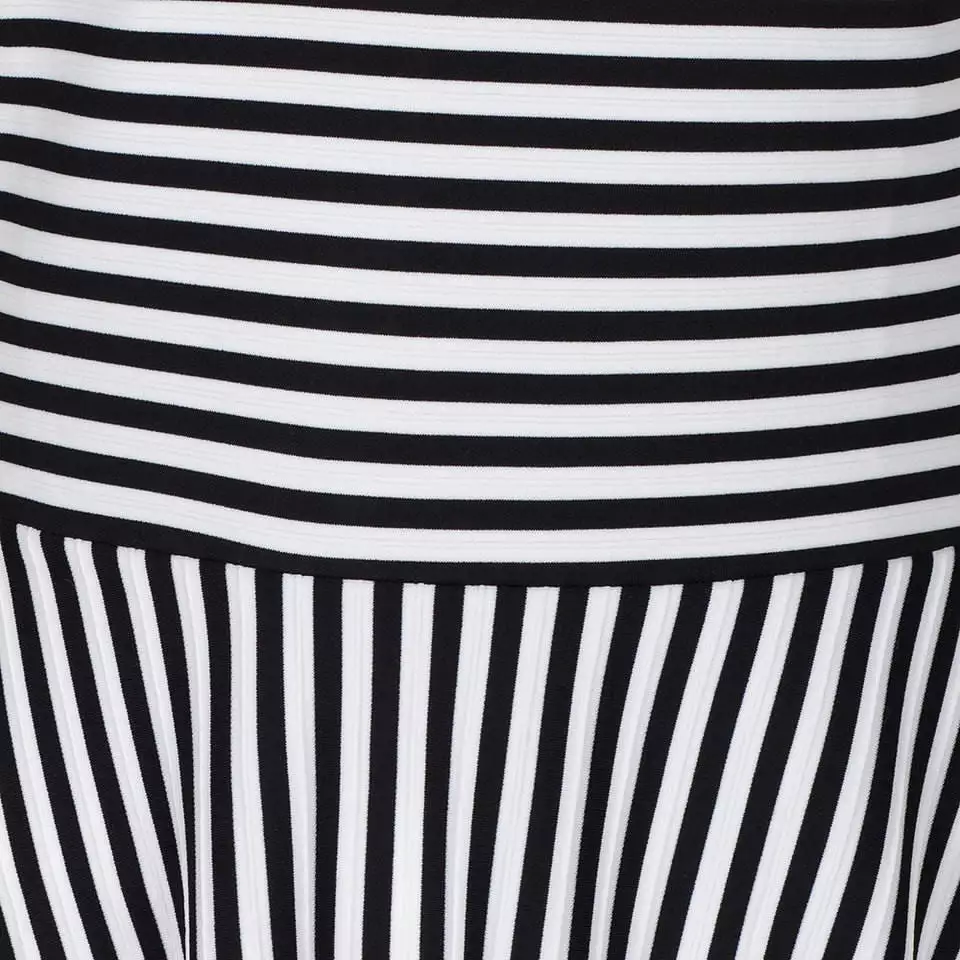 Black and White Vintage Striped Cap Sleeve Swing Dress