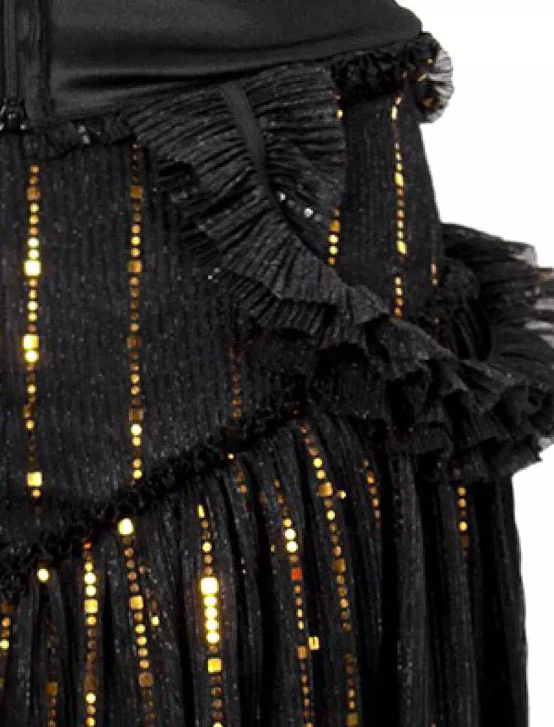 Black Ruched Ruffle Sequin Striped Short Dress