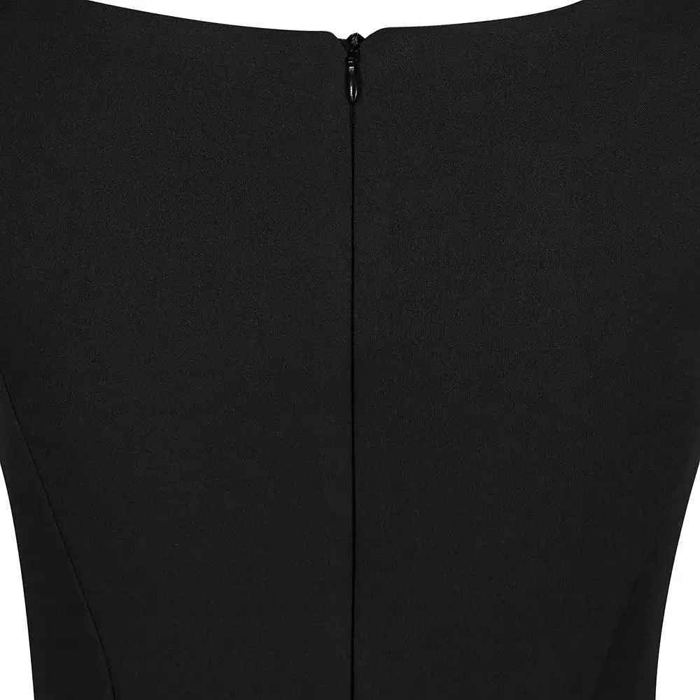 Black Sleeveless 1940s Hollywood Style Bodycon Wiggle Dress