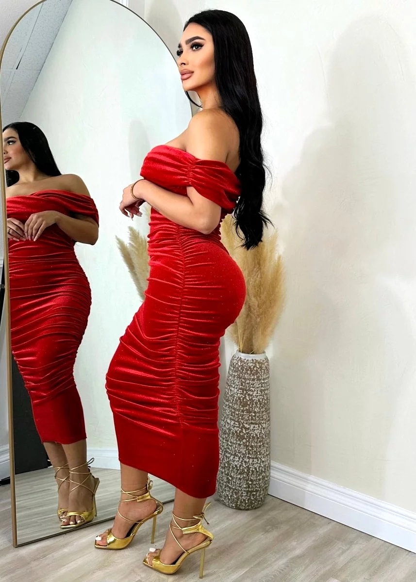 Blair Velvet Dress Red