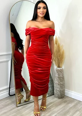 Blair Velvet Dress Red