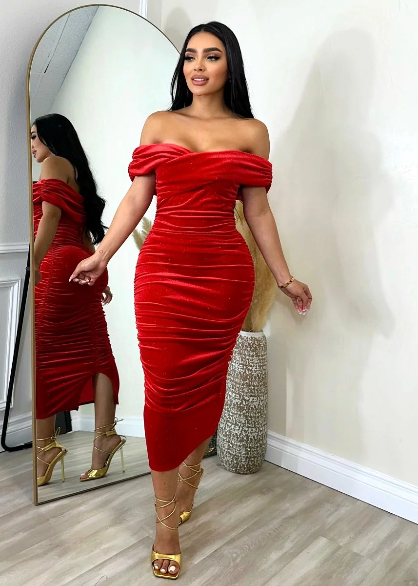 Blair Velvet Dress Red