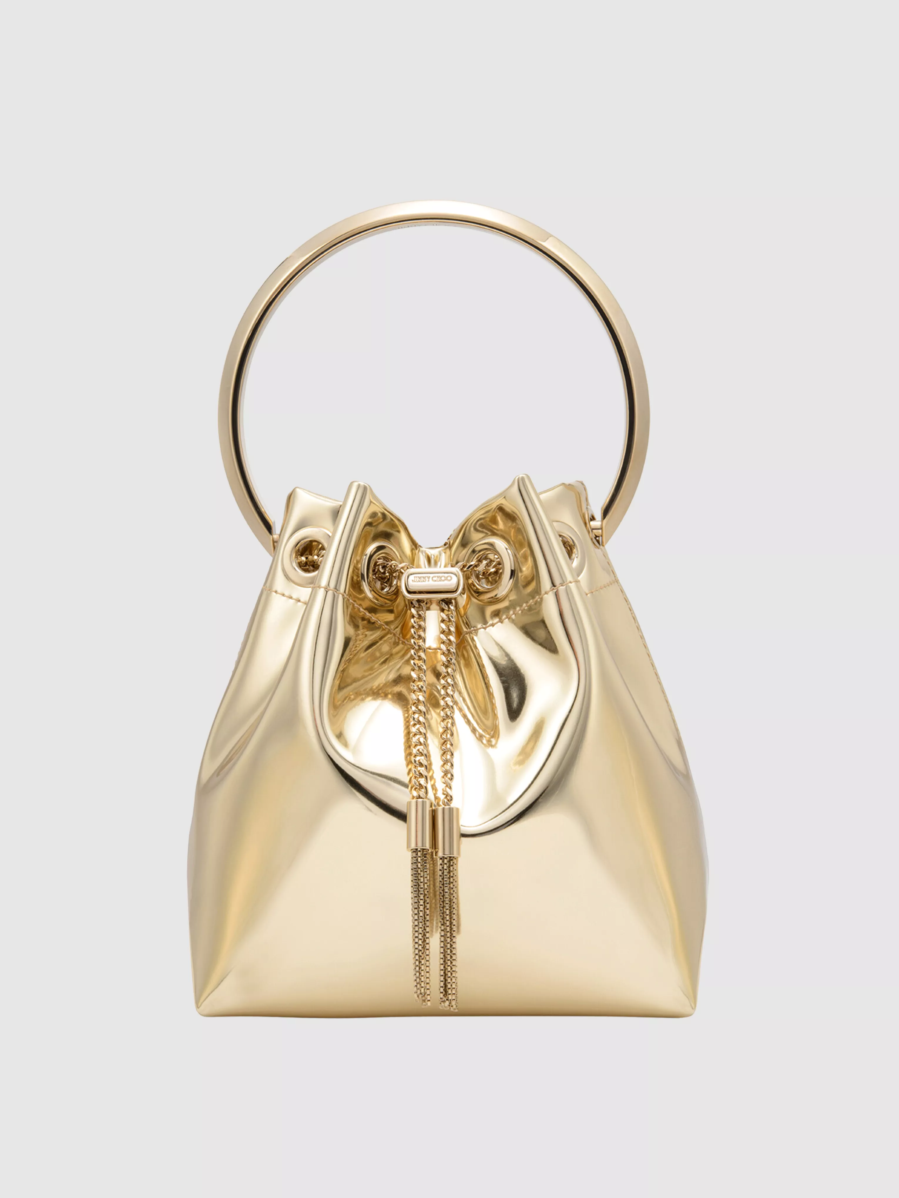 Bon Bon Gold Leather Bucket Top-Handle Bag