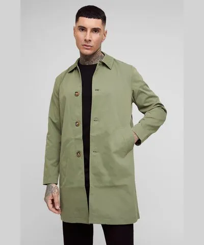 boohoo Mens Tall Classic Contrast Panel Trench Coat