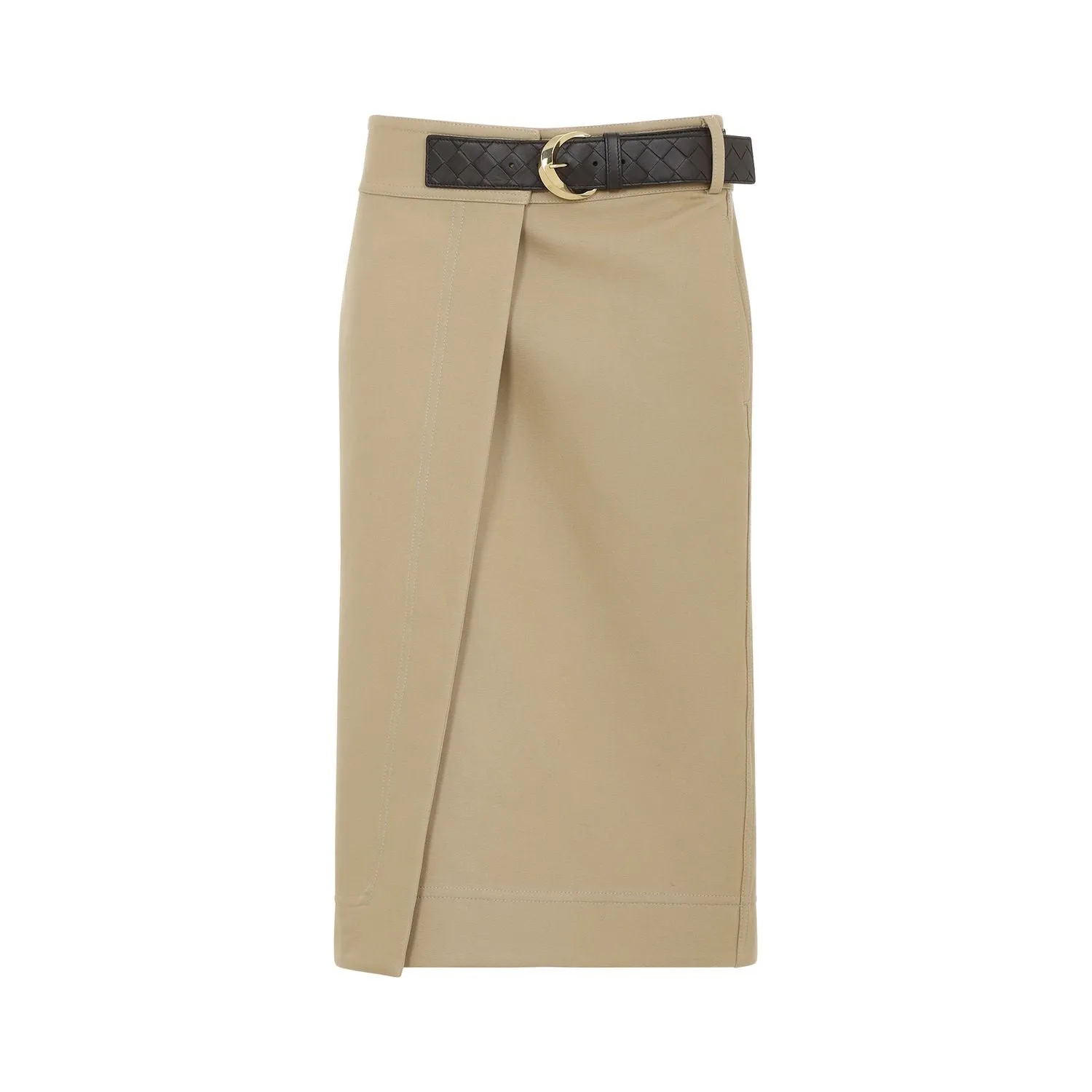 BOTTEGA VENETA Chic Cotton Wrap Mini Skirt with Buckle Accent