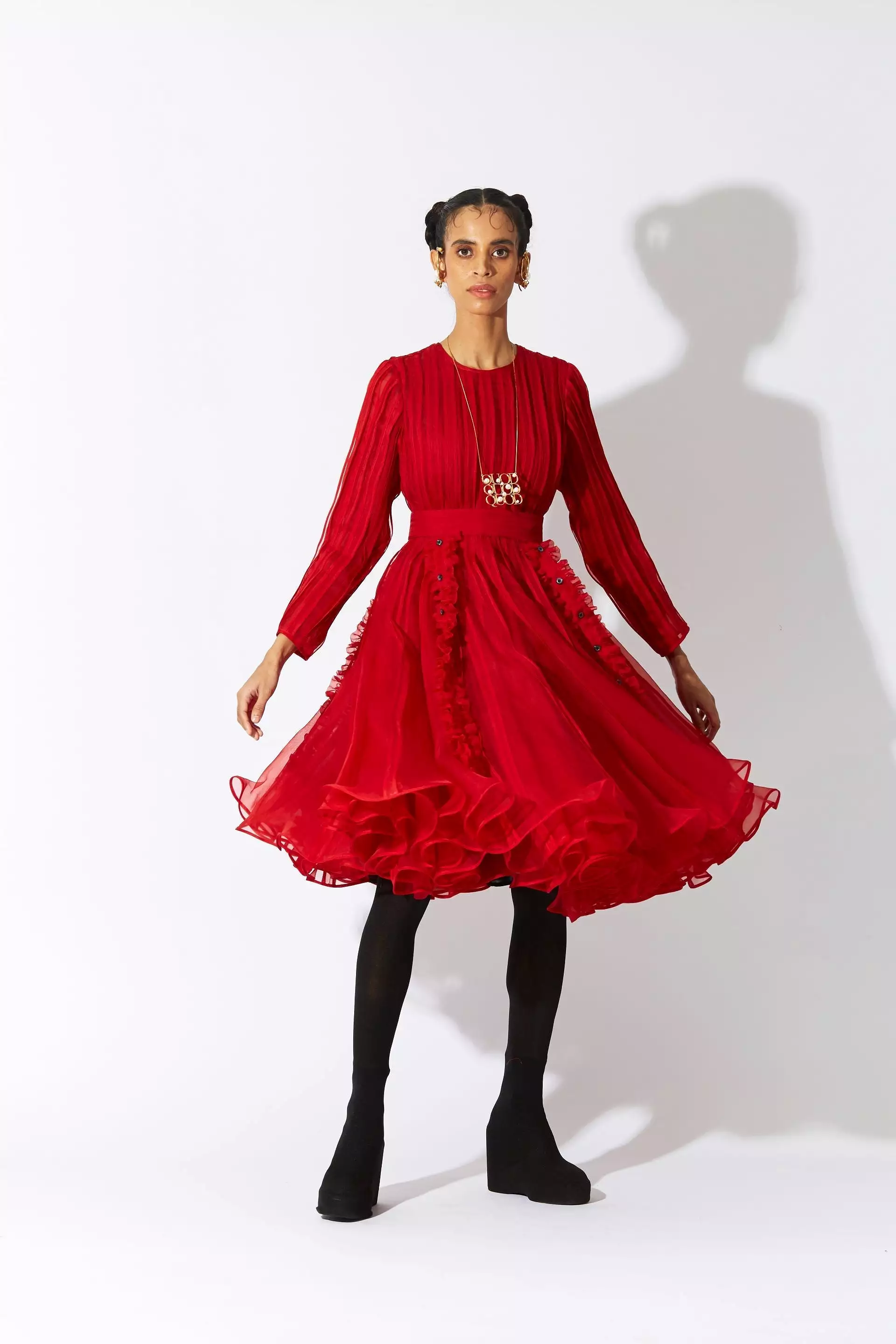 BOTTLEBRUSH ORGANZA DRESS RED