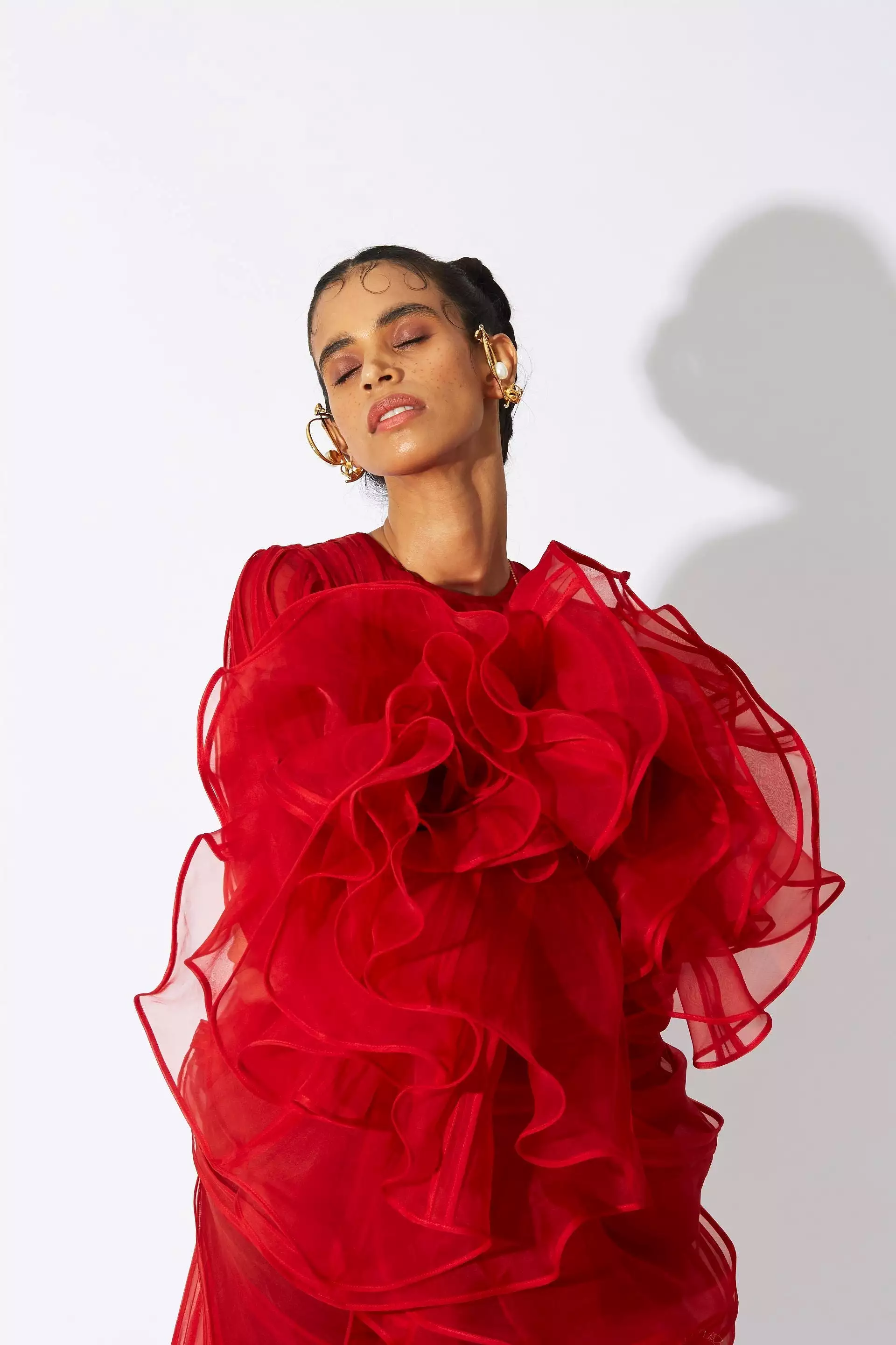 BOTTLEBRUSH ORGANZA DRESS RED