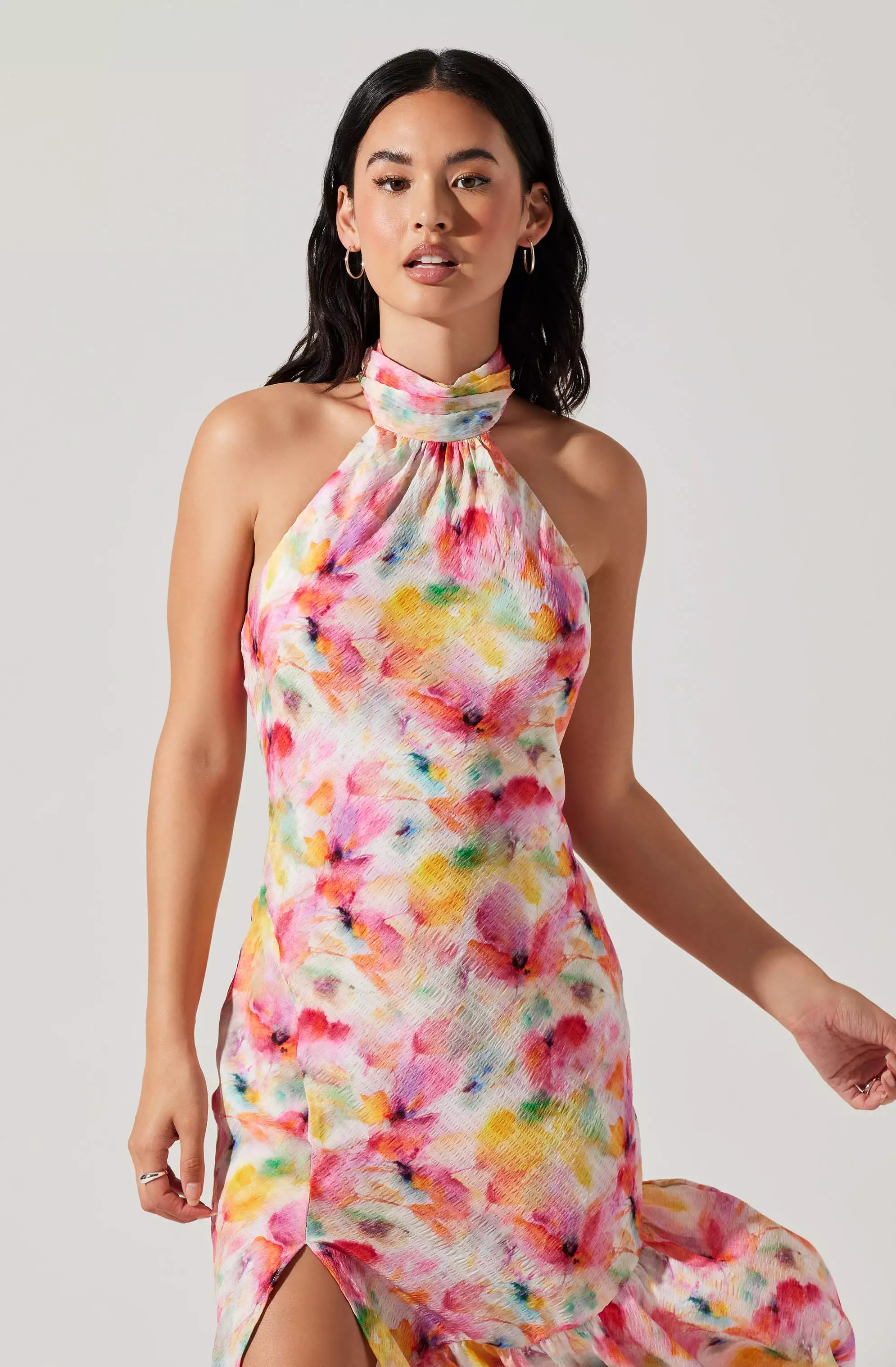 Caspia Floral Halter Neck Dress