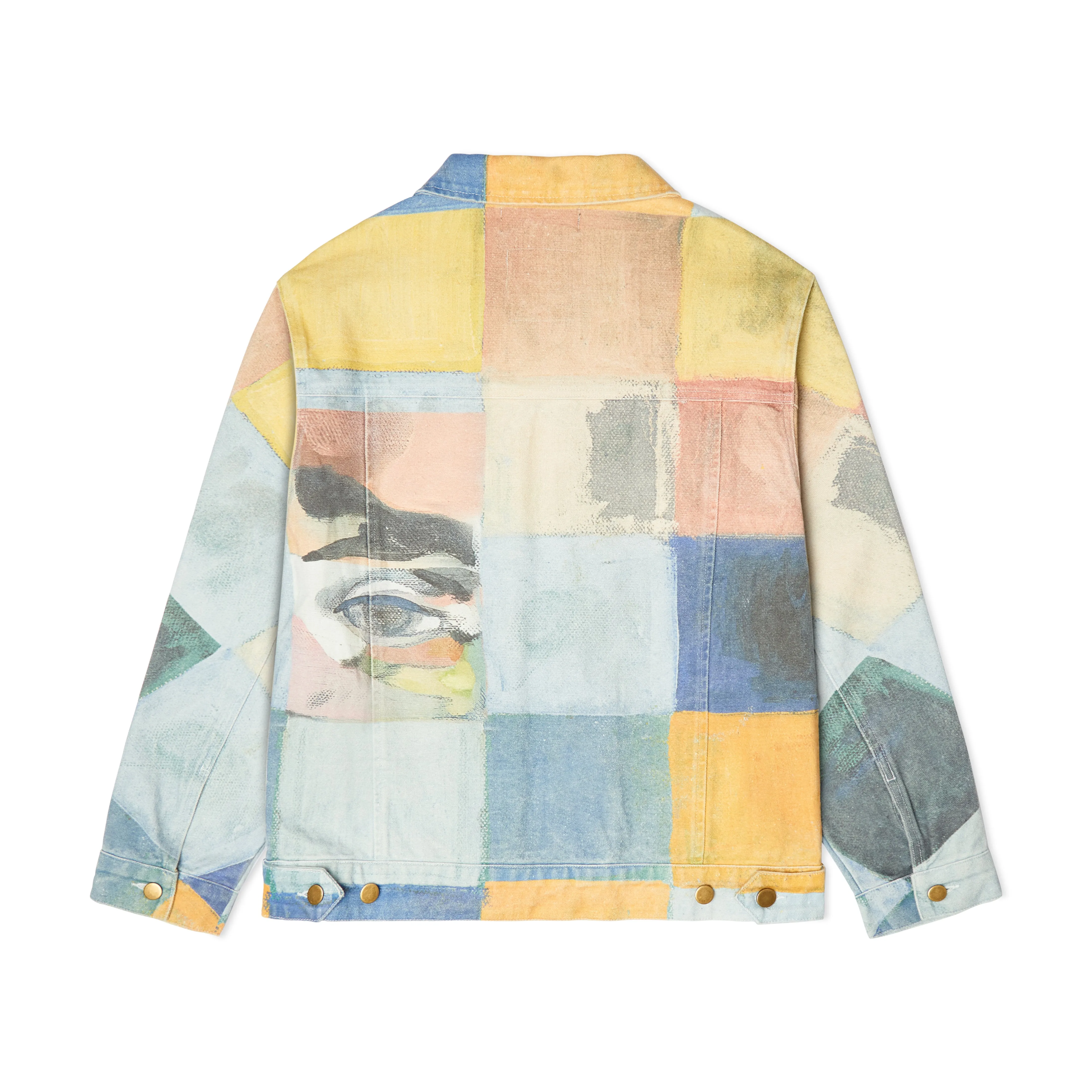 Checkered Painted Printed Work Coat [Multi]