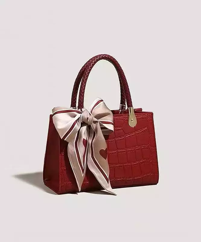 Classy Red Versatile Faux Leather Tote Handbag ZX1021