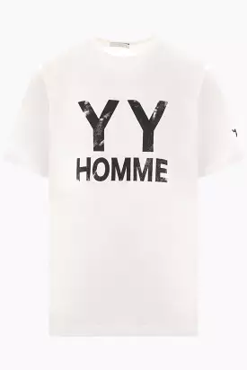 cotton oversized t-shirt with YY Homme logo print