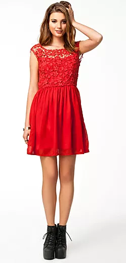 Crochet Babydoll Dress Red