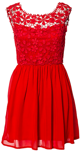 Crochet Babydoll Dress Red