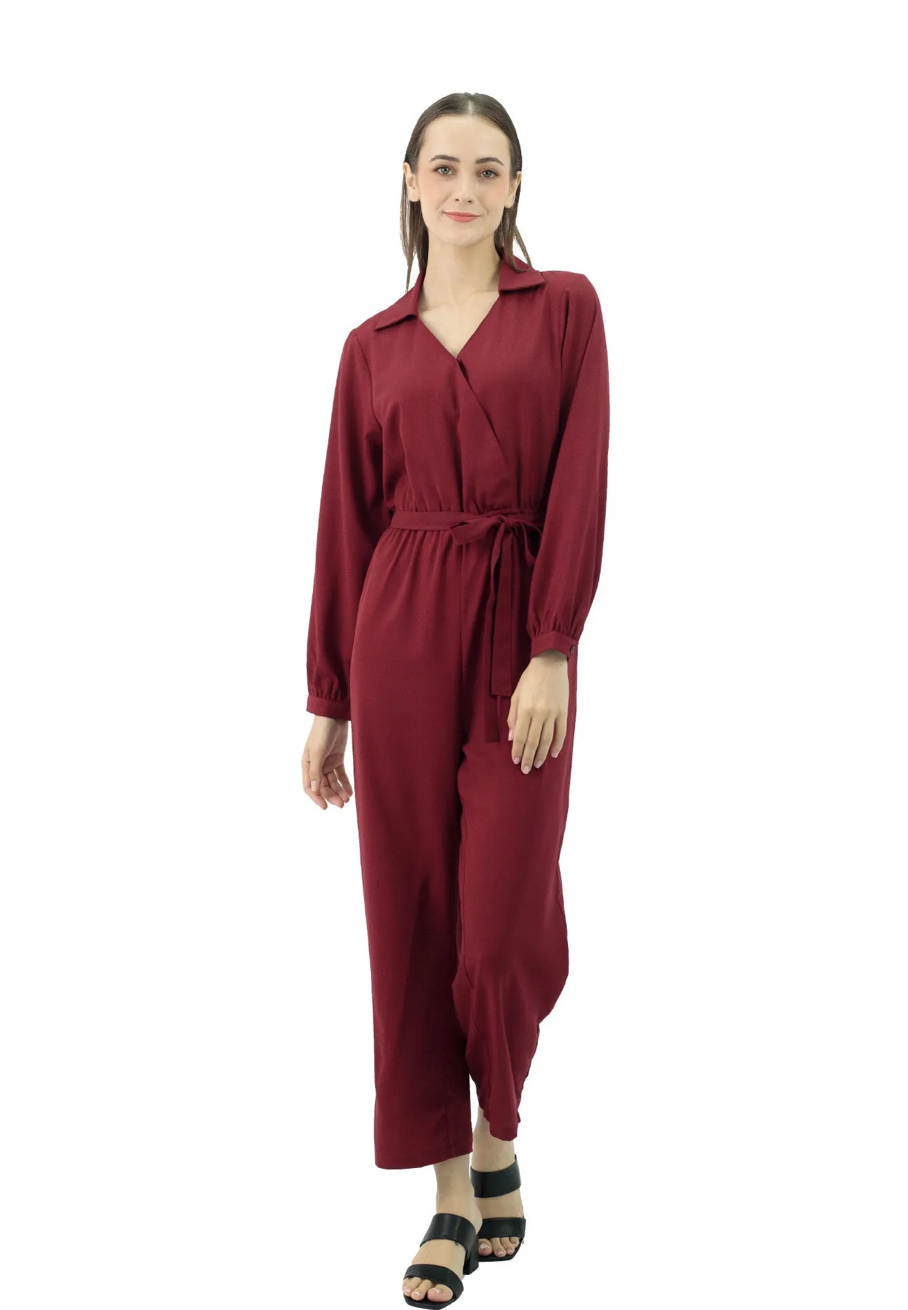 DAISY BY VOIR Buttoned Front Self Belted Jumpsuit