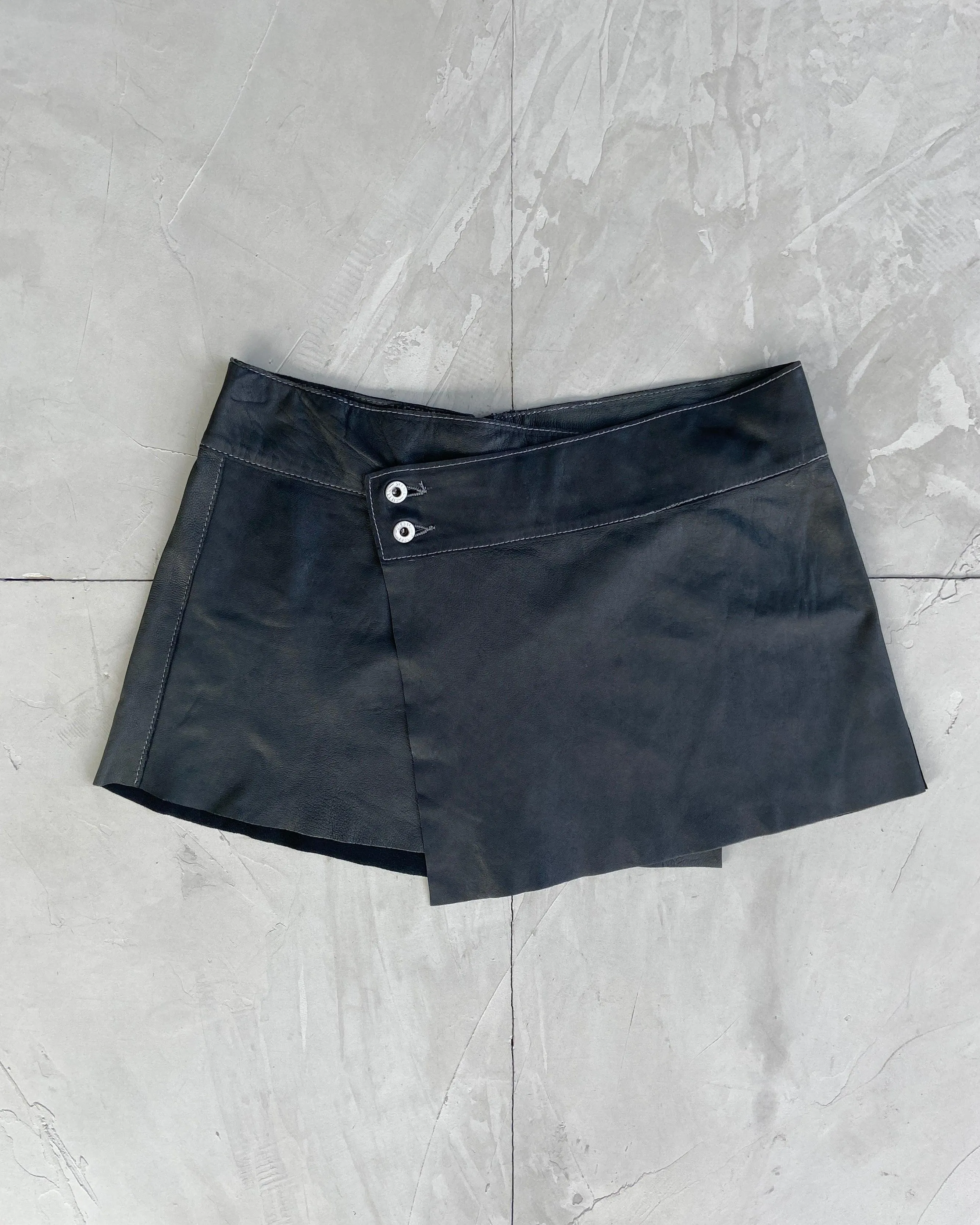 DIESEL LEATHER WRAP MINI SKIRT - S