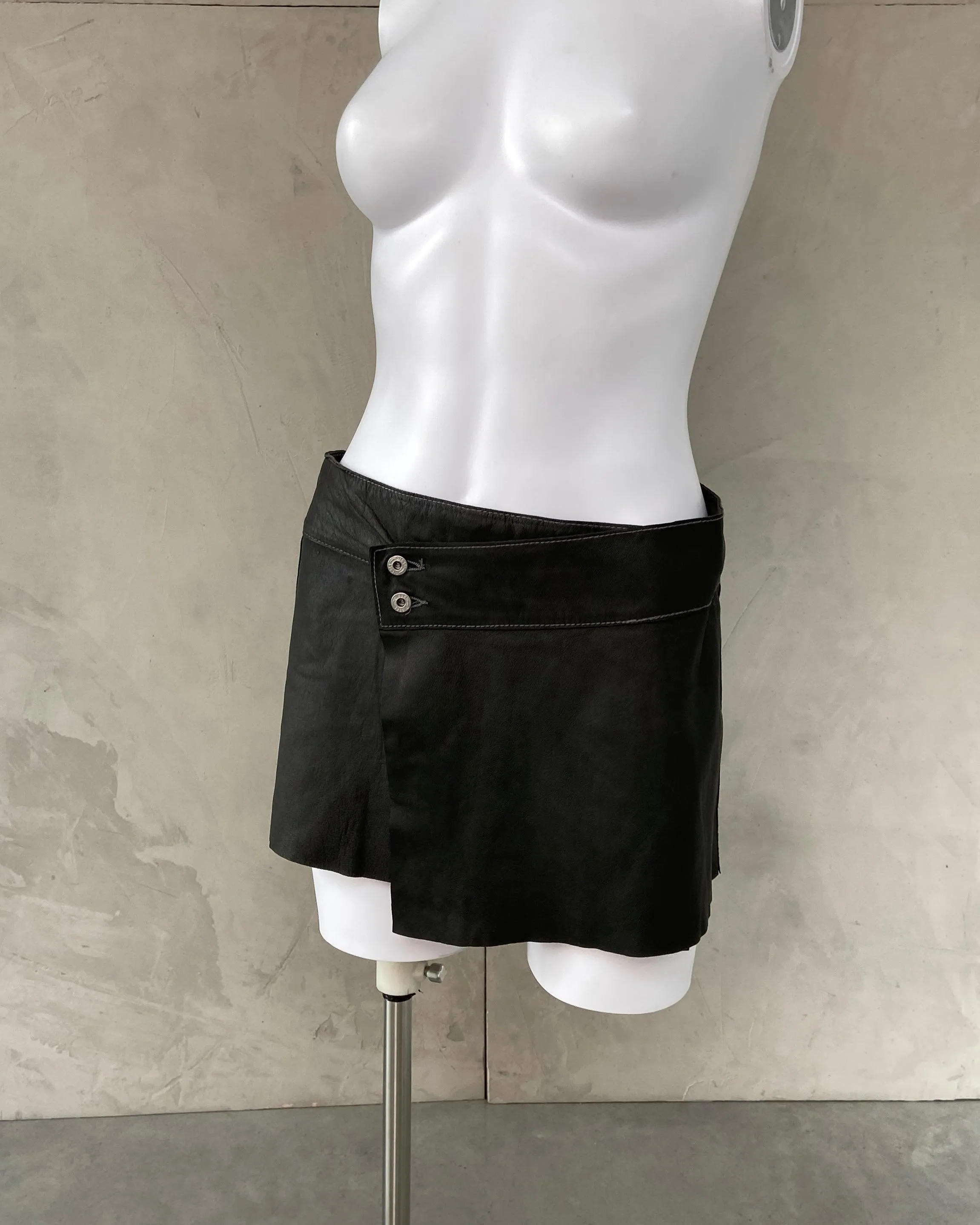 DIESEL LEATHER WRAP MINI SKIRT - S