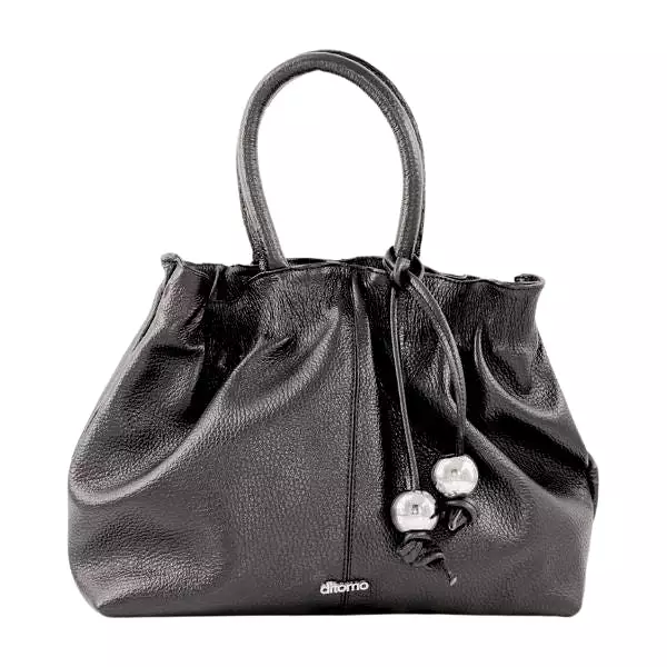 DITOMO Black Leather Tote Handbag