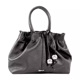 DITOMO Black Leather Tote Handbag