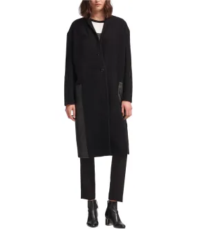 Dkny Womens Faux-Leather Trim Coat