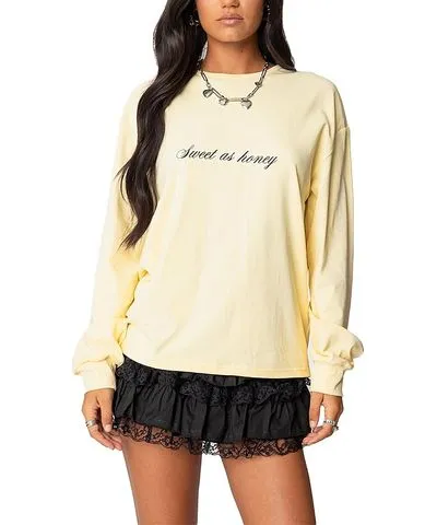 Edikted Honeybee Oversized Long Sleeve T Shirt