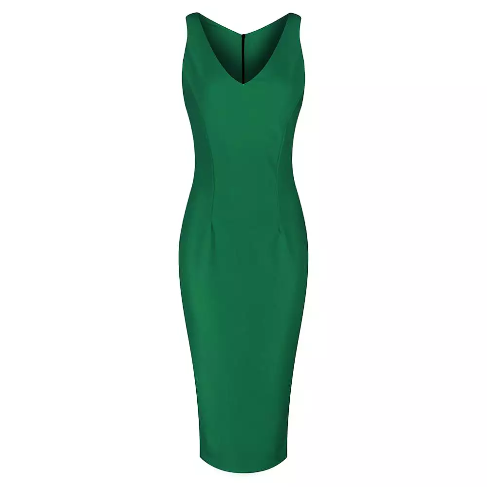 Emerald Green Sleeveless Bodycon Pencil Wiggle Dress