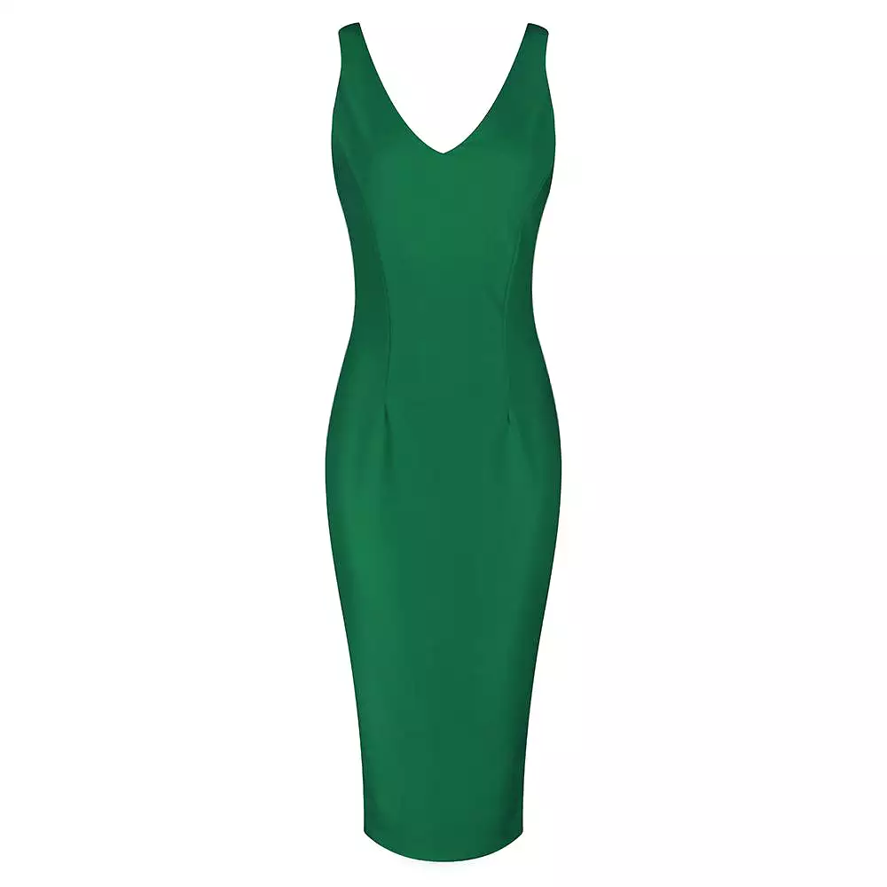 Emerald Green Sleeveless Bodycon Pencil Wiggle Dress