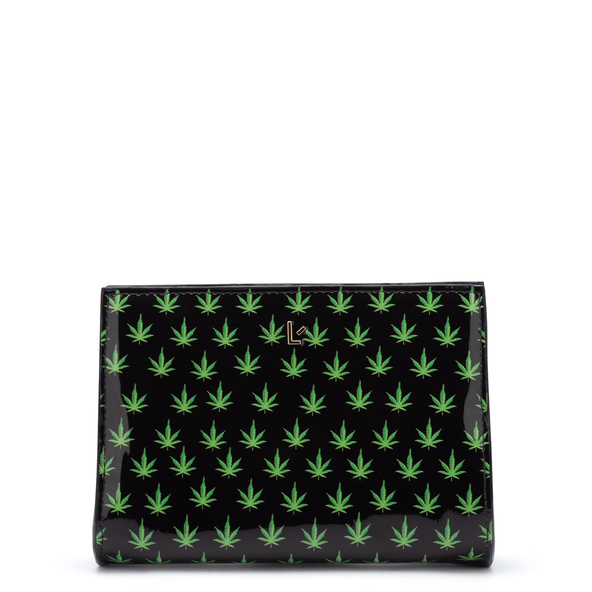 Erin Clutch In Black Leaf Patent Leather