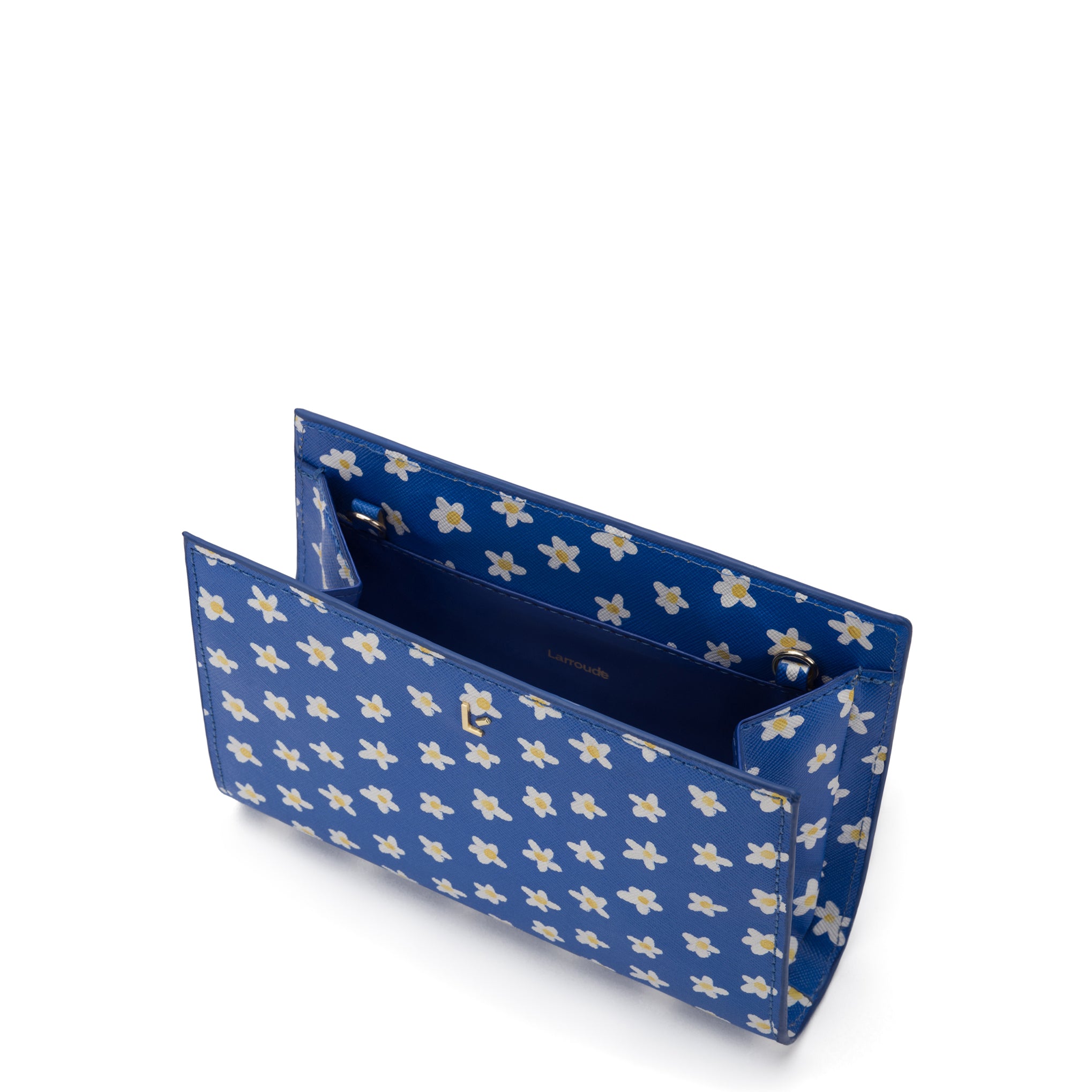 Erin Clutch In Blue Floral Vegan Saffiano