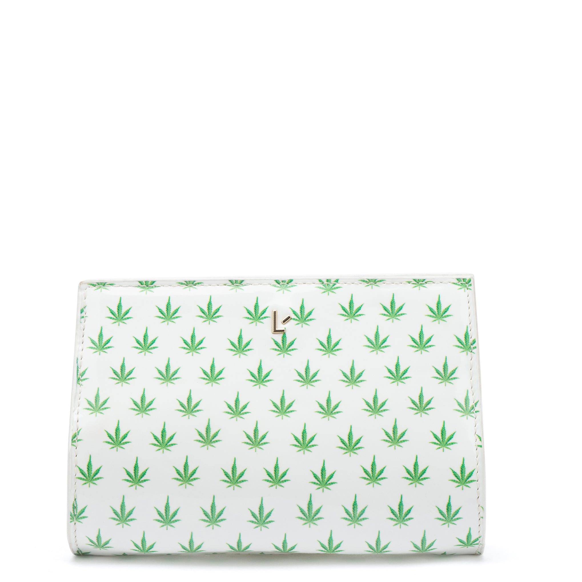 Erin Clutch In White Leaf Patent Leather