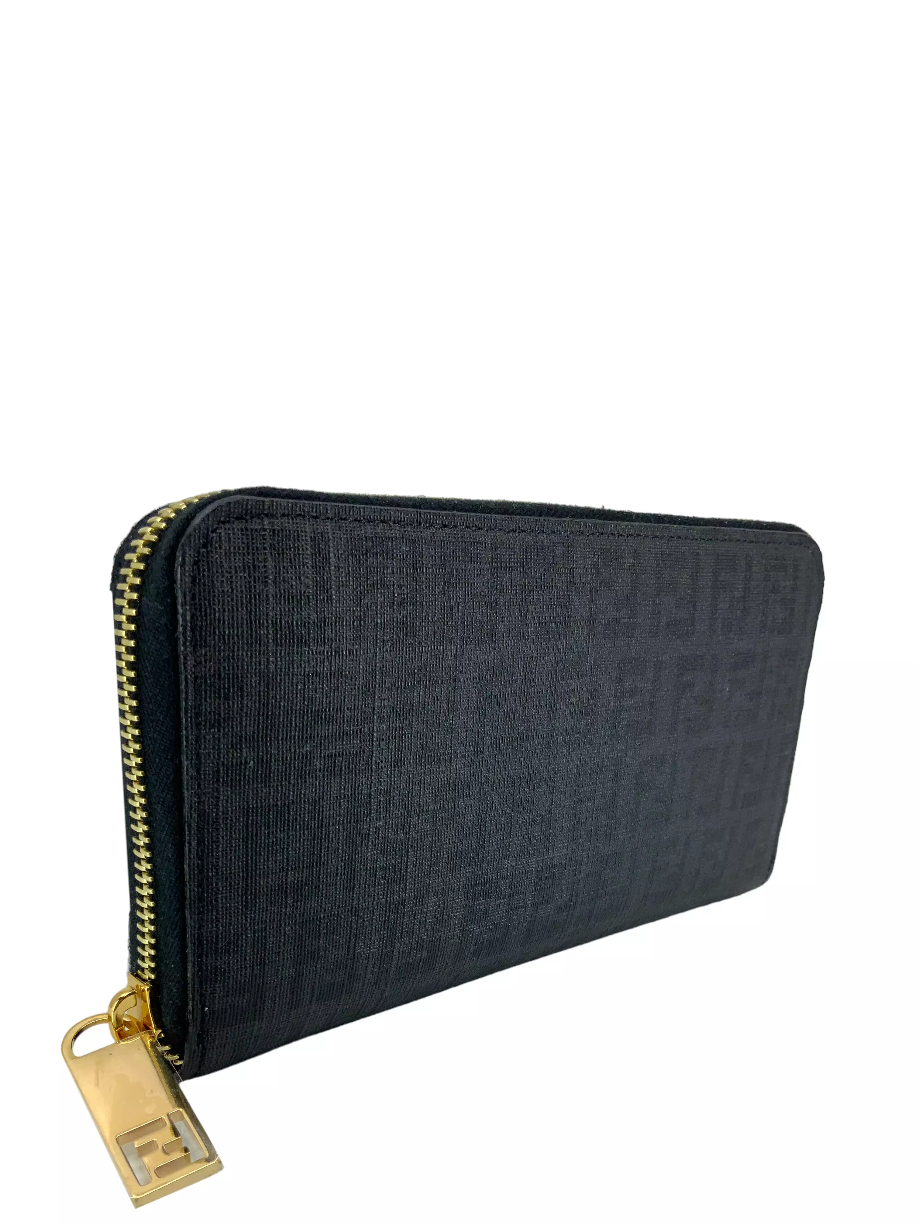 FENDI FF Zucchino Coated Canvas Zip Wallet NEW