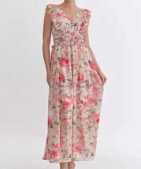 Floral Midi Dress - Blush