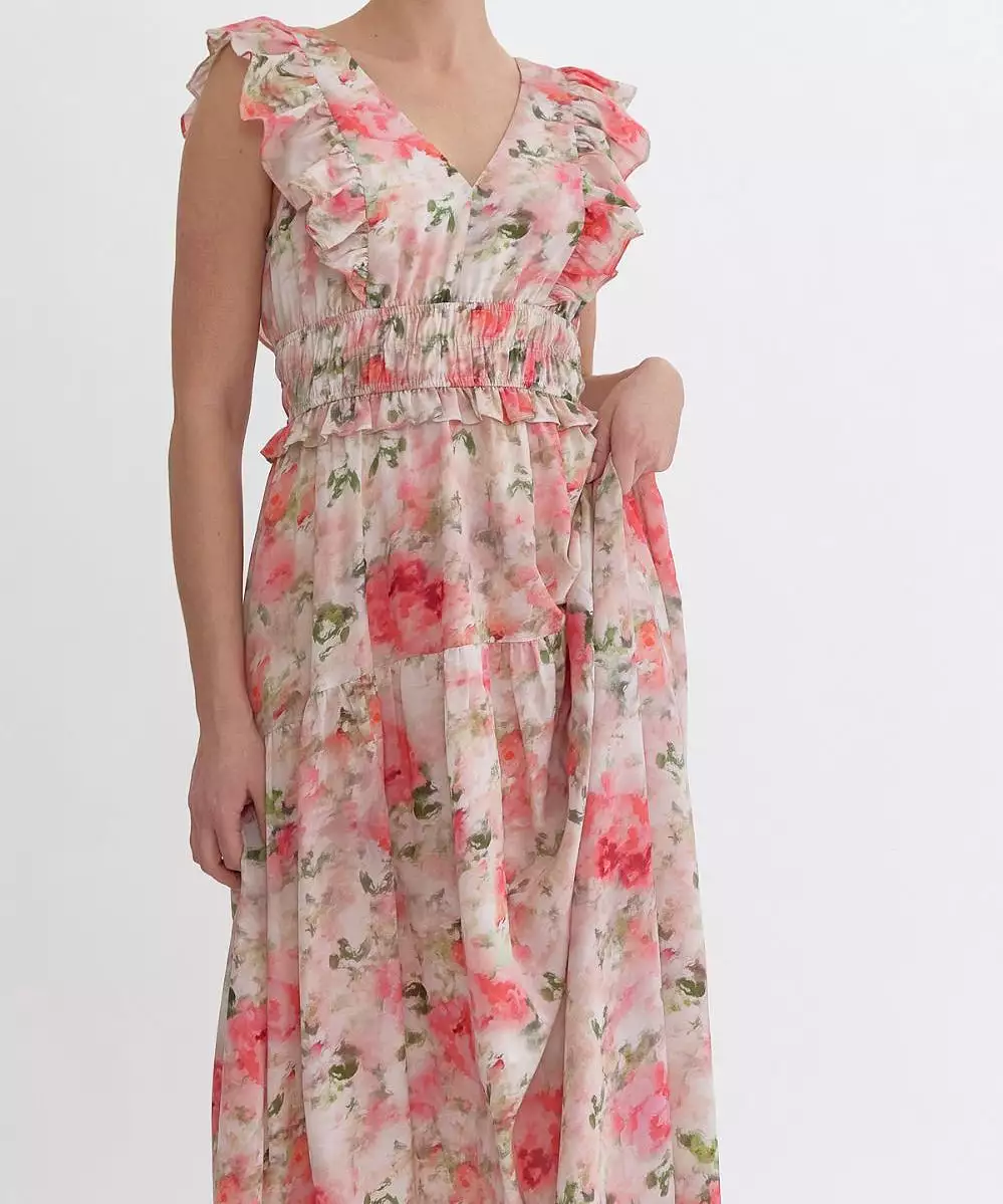 Floral Midi Dress - Blush