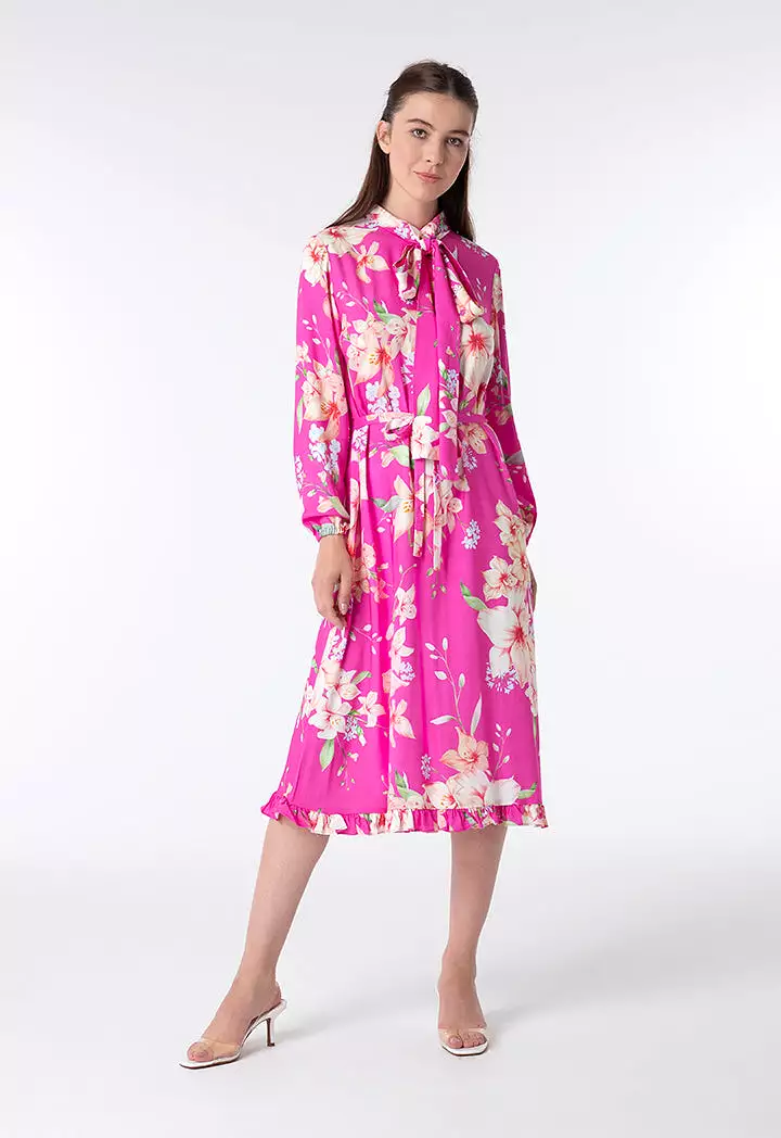 Floral Tie Neck Dress