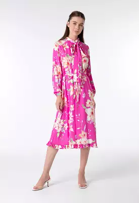 Floral Tie Neck Dress