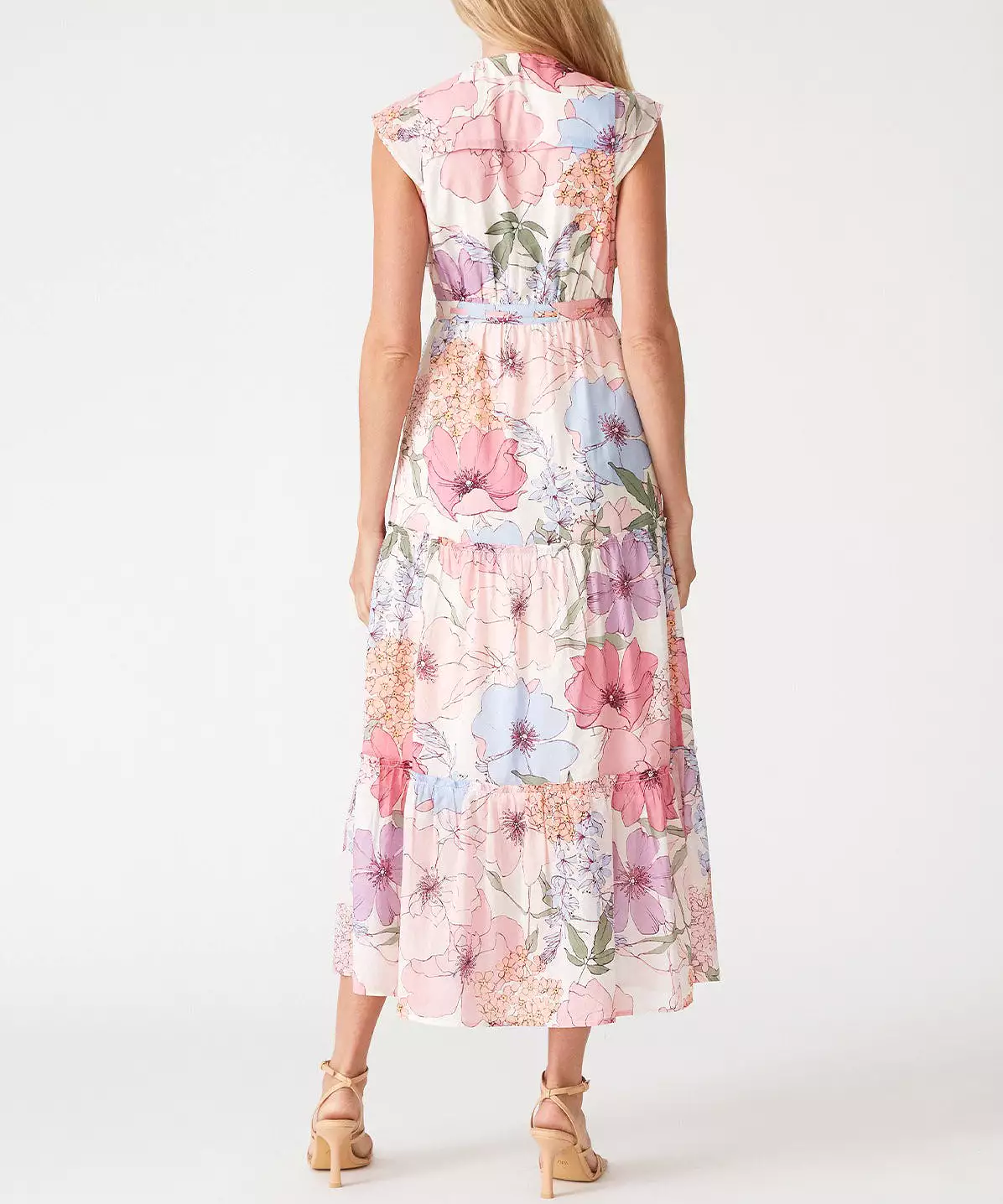 Floral Tiered Maxi Dress - Ivory/Natural